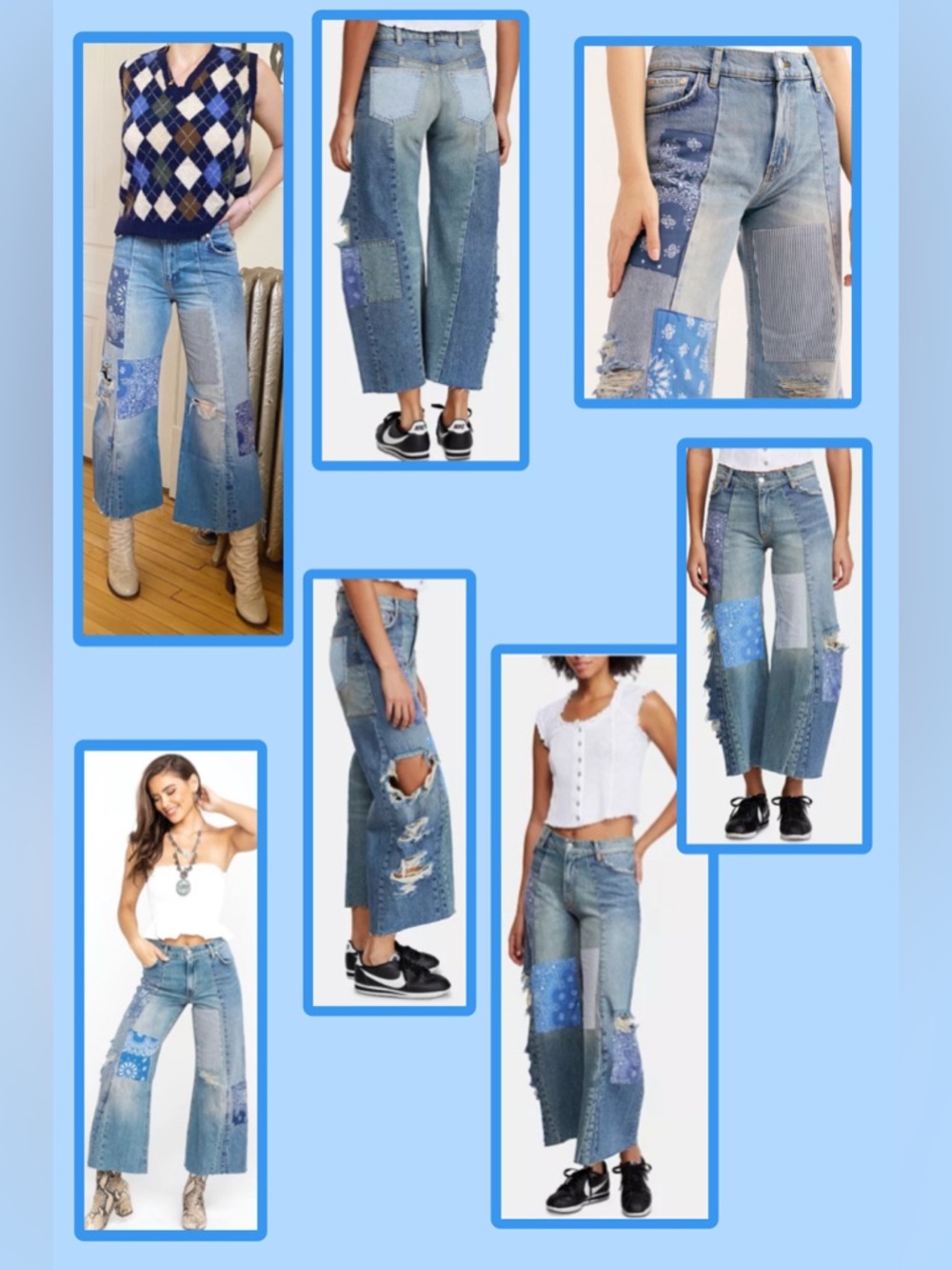 Free People Heart Of Gold Wide Leg Patch Jeans 29 - Picture 3 of 17